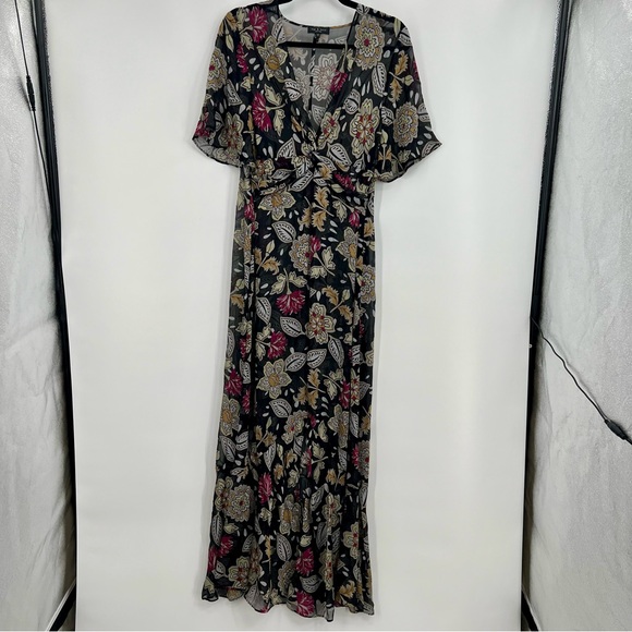 Rag & Bone Tamar Twist Front Floral Sheer Chiffon Maxi Asymmetrical Bodycon US 6 - Picture 9 of 13